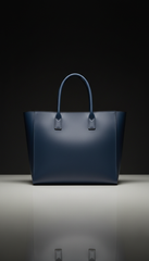 French Blue Leather Tote Bag