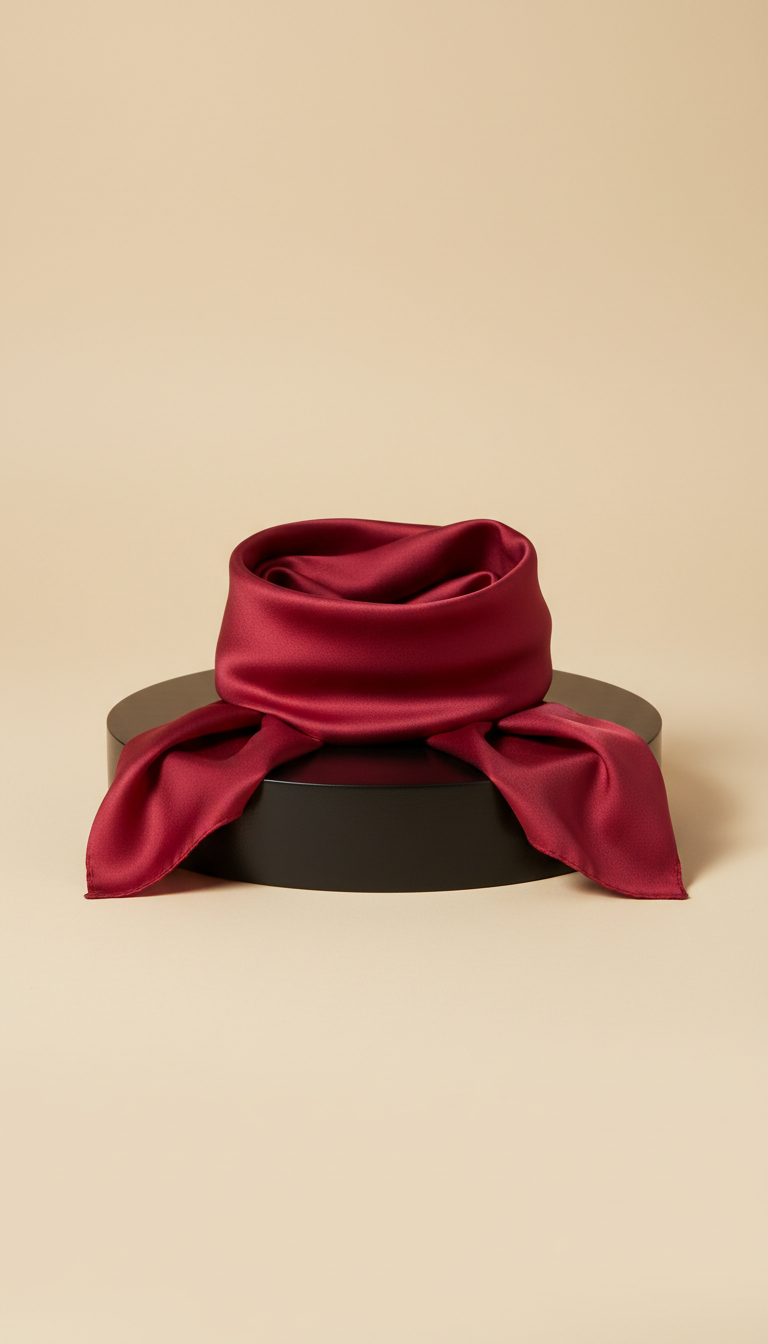 Crimson Silk Neck Scarf